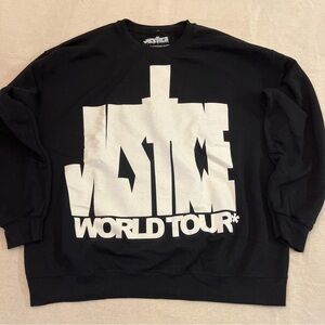 Justin Bieber Black Crewneck "World Tour" Graphic Sweatshirt